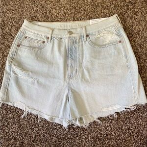 American Eagle womens destroyed 90s boyfriend short light wash button size14 NEW
